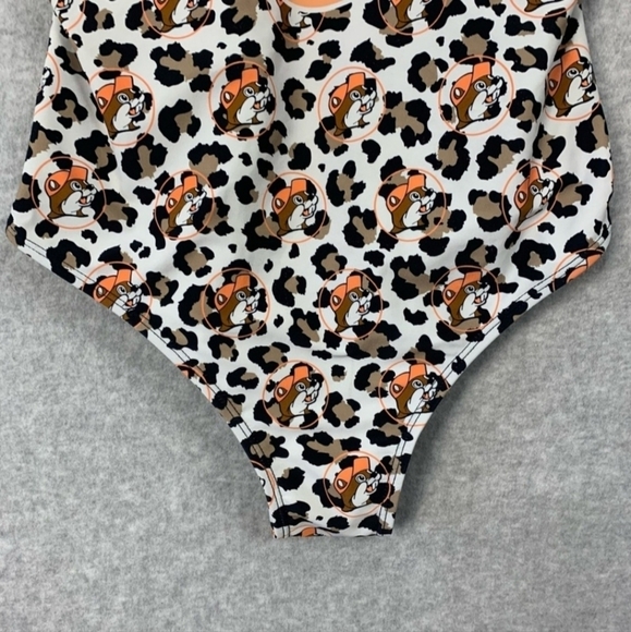 Buc-ee's All Over Leopard Print One Piece Swimsuit Women's XS Logo Graphic EUC - Picture 5 of 11
